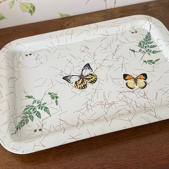 Vintage 70s Butterfly Fern Metal TV Lap Bed Tray with Foldable Legs - Picture 10 of 10